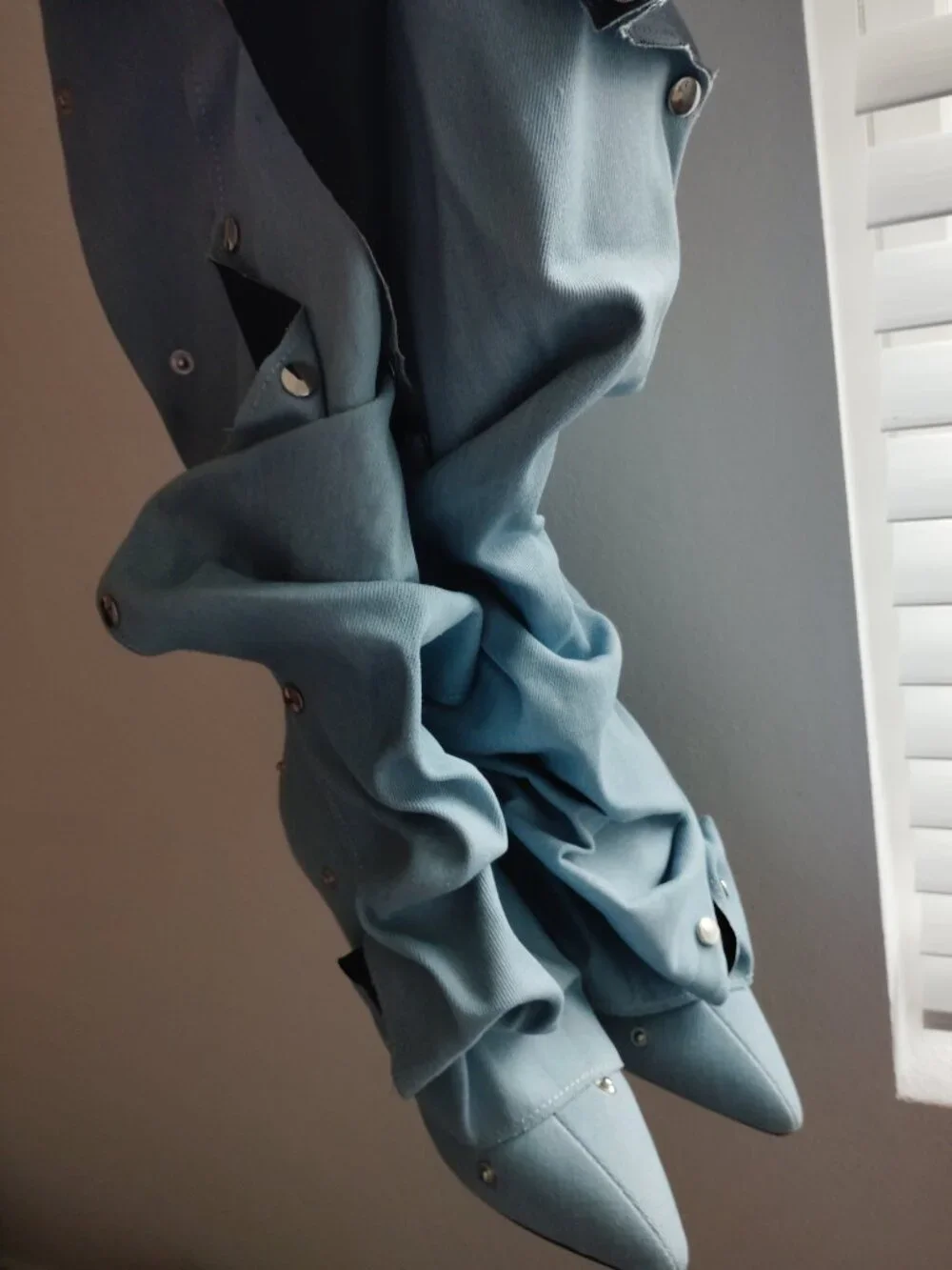 Denim wedge boots